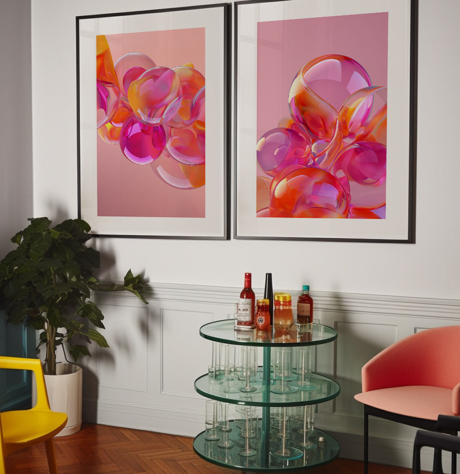 Pink and Orange Glass Balls 01