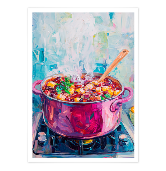 Pink pot with Soup